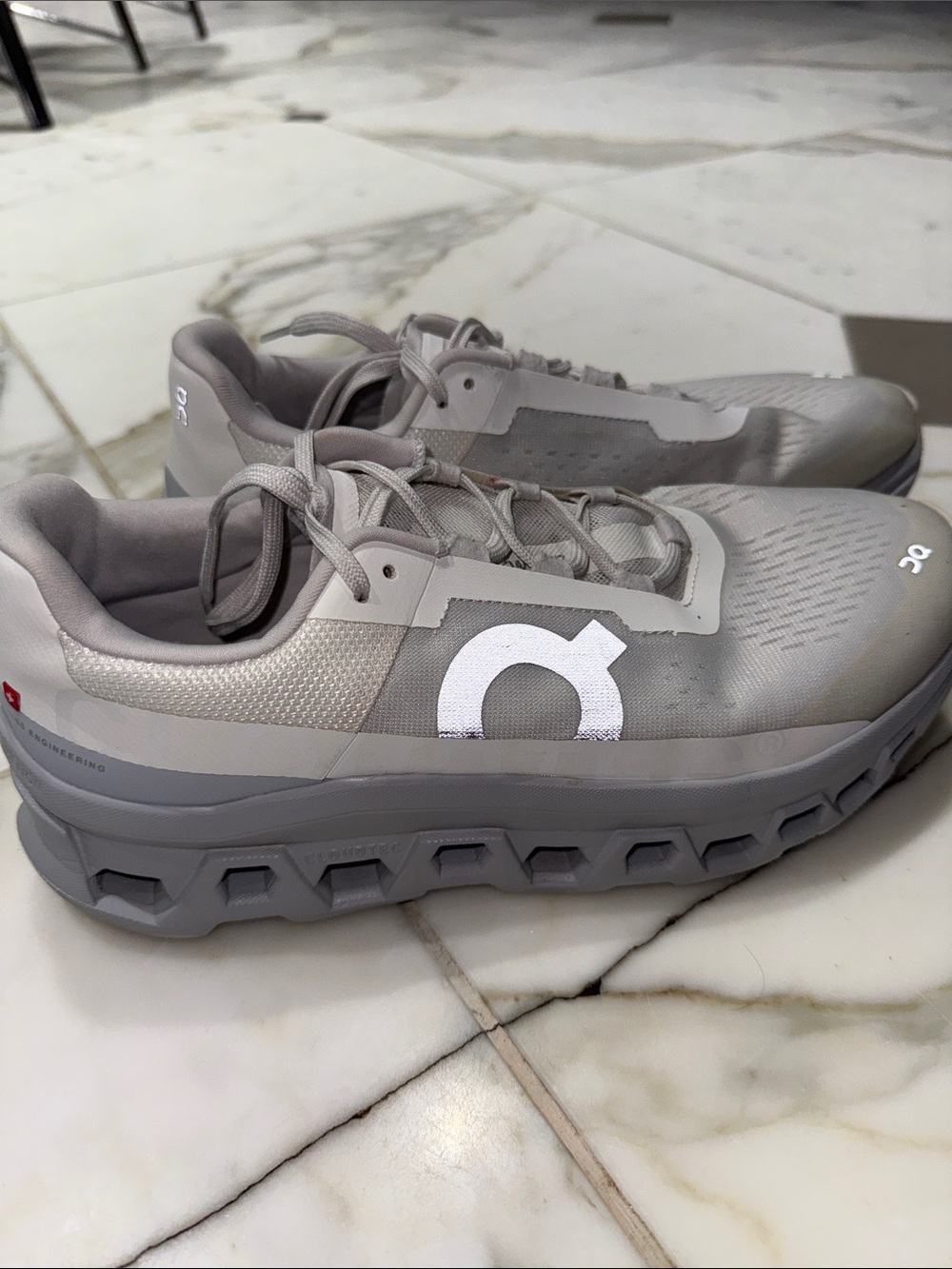 On Running Men's Lightweight White and Light Gray Running Sneakers
